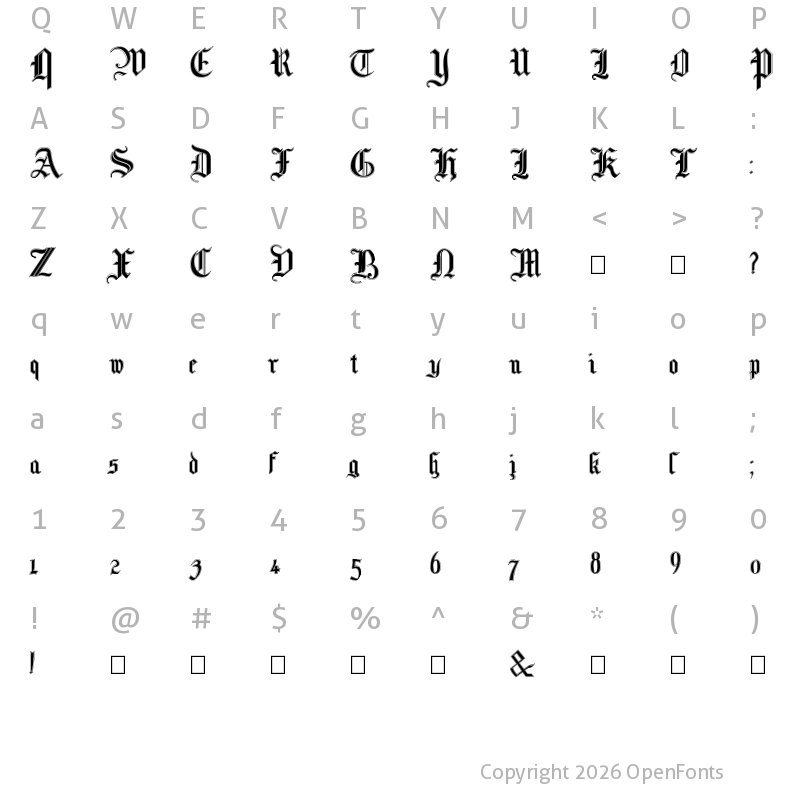 Character Map of MottisfontNo3 Regular