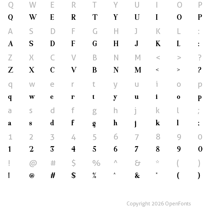 Character Map of Motzeda Bold