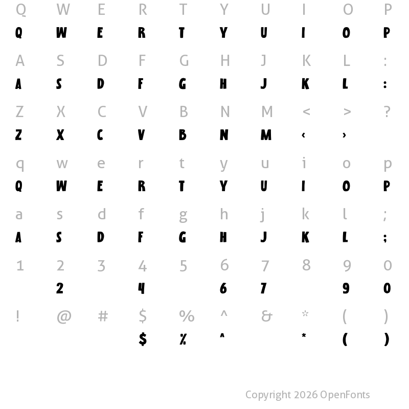 Character Map of Moudy Regular