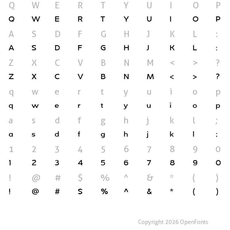 Character Map of Moula Medium