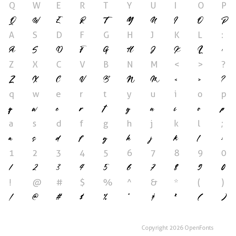 Character Map of Mountain Hills Regular