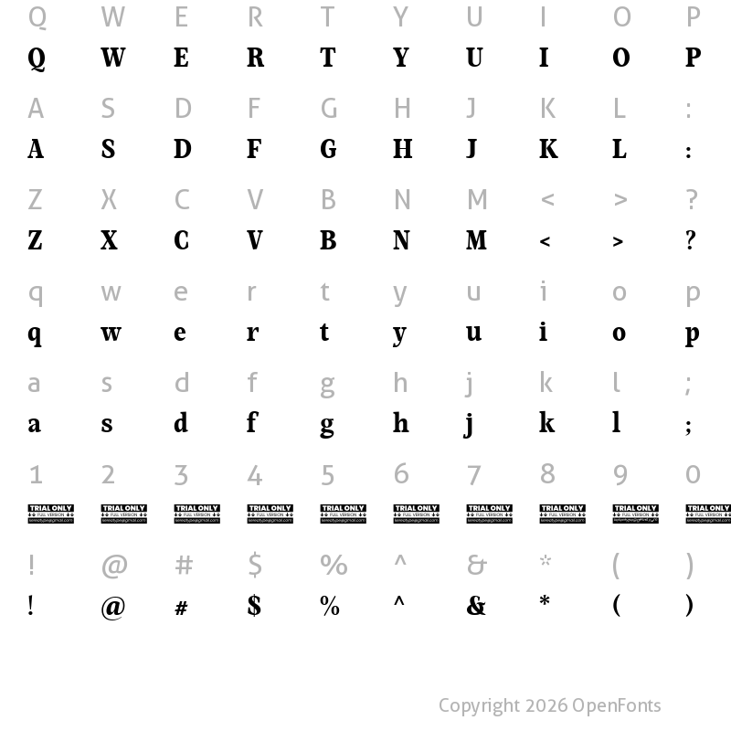 Character Map of Mountella Trial Bold