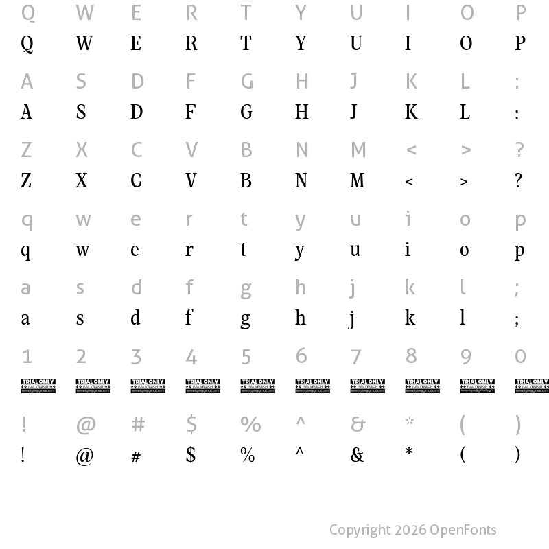Character Map of Mountella Trial Regular