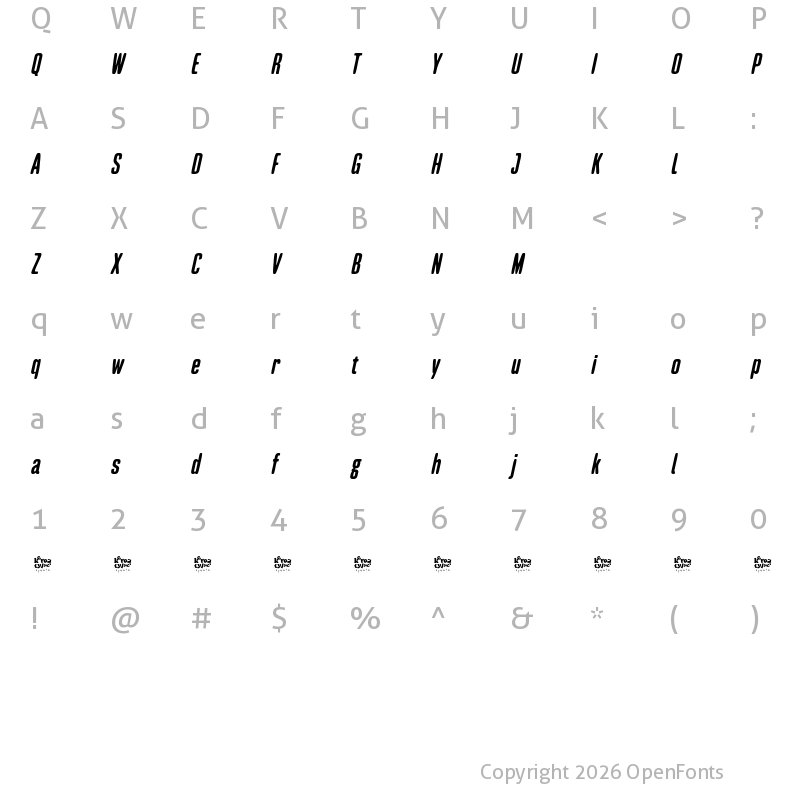 Character Map of Mouzambik Demo Smooth Italic