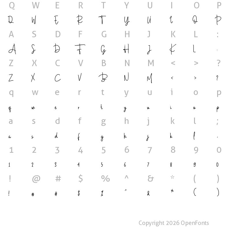 Character Map of Mowgli Script Regular