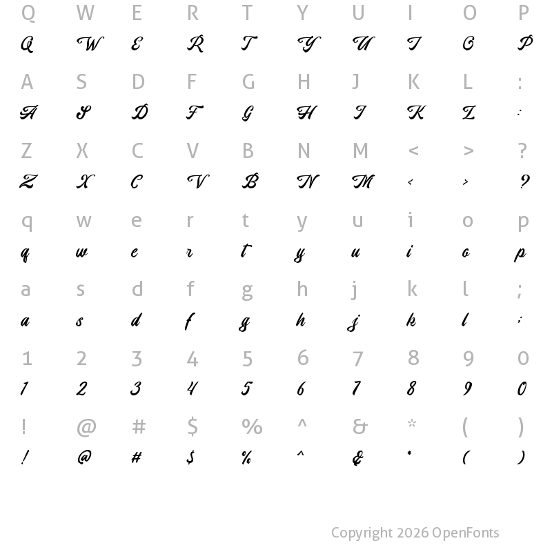 Character Map of Moyshire DEMO Regular