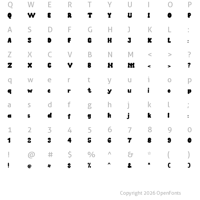 Character Map of Mozaquen Regular
