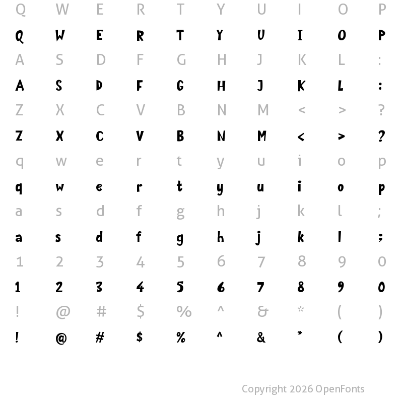 Character Map of Mozzarella Regular