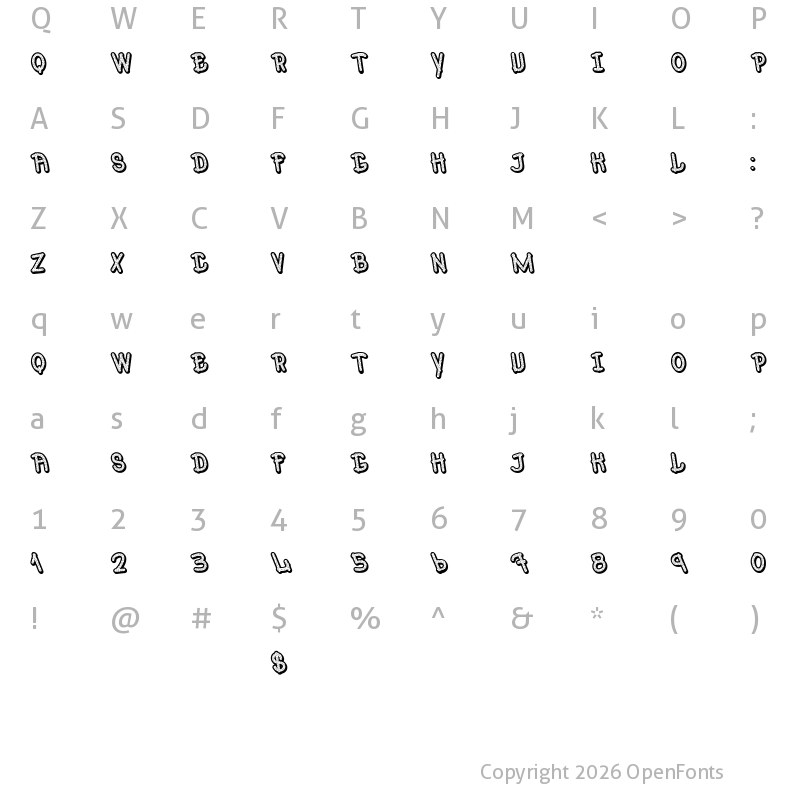 Character Map of Mr.Poppey Blod Regular