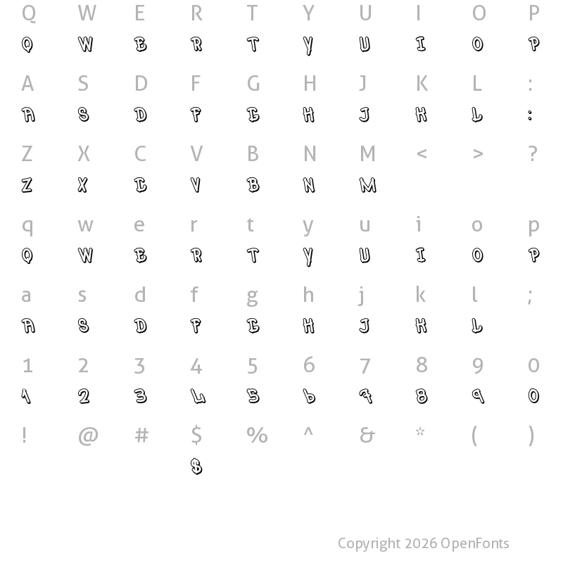 Character Map of Mr.Poppey Regular