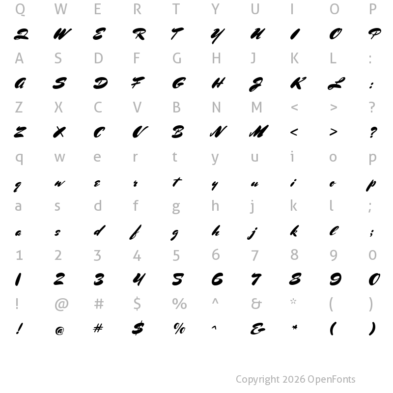 Character Map of Mrs Sheppards Regular