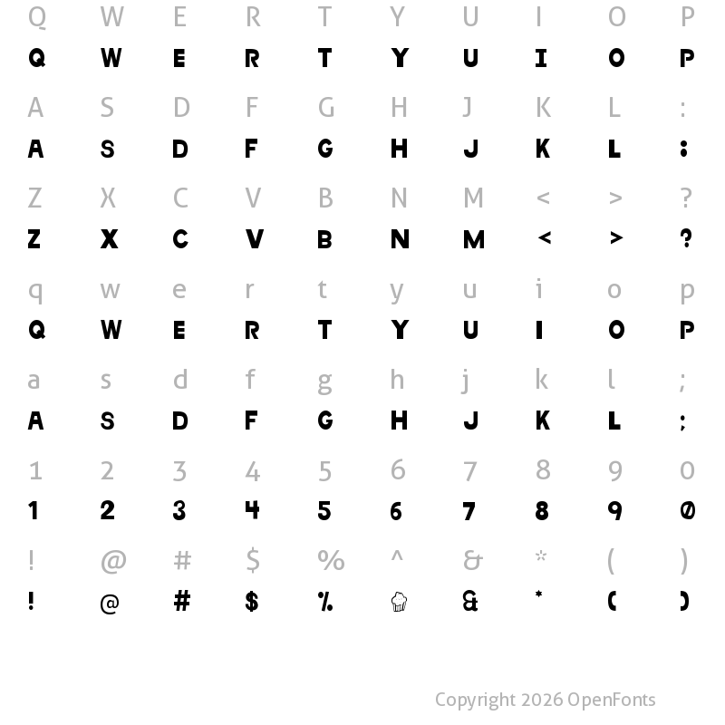 Character Map of MSMM Titling 2018 Regular