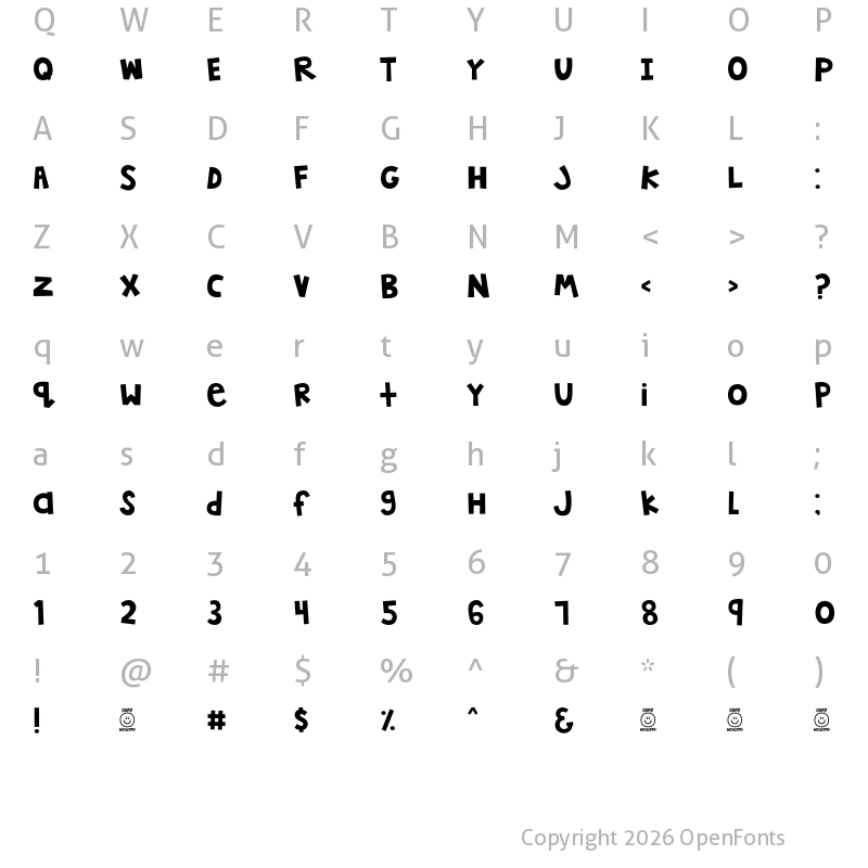 Character Map of MTF Jumpin' Jack Regular