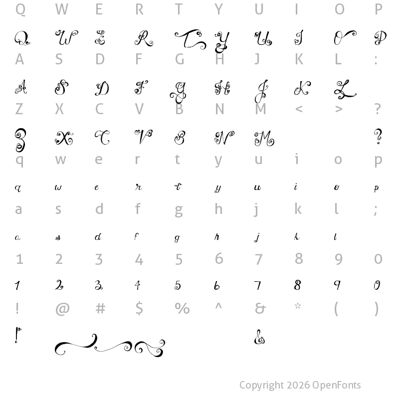 Character Map of MTF Under Your Skin Regular
