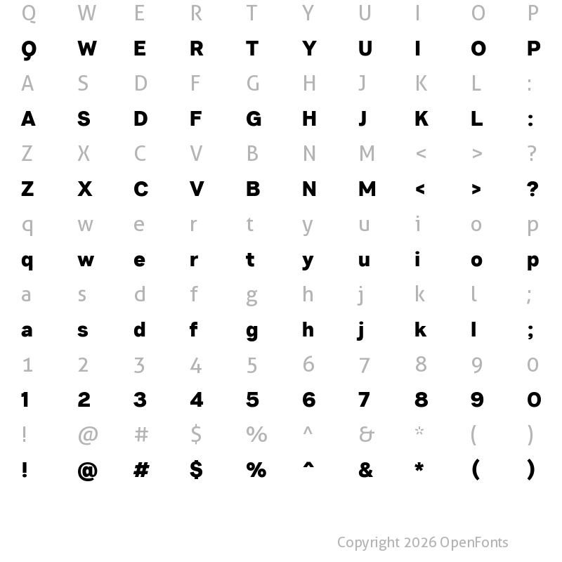 Character Map of MTVGravityGrotesk Bold
