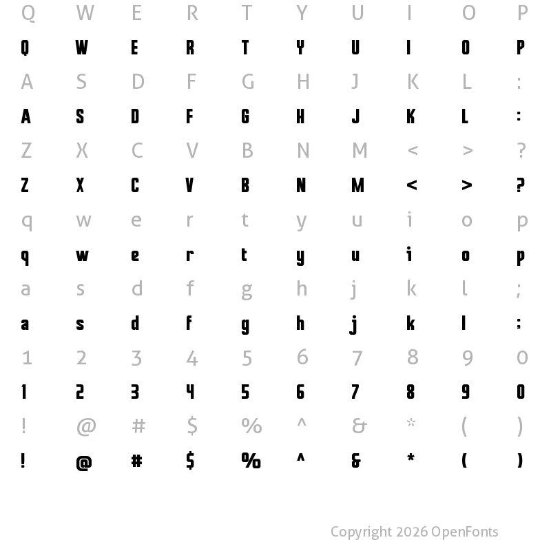 Character Map of Mudhead Bold
