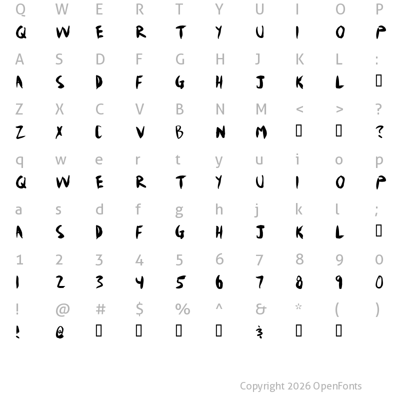 Character Map of Mudshovel Regular
