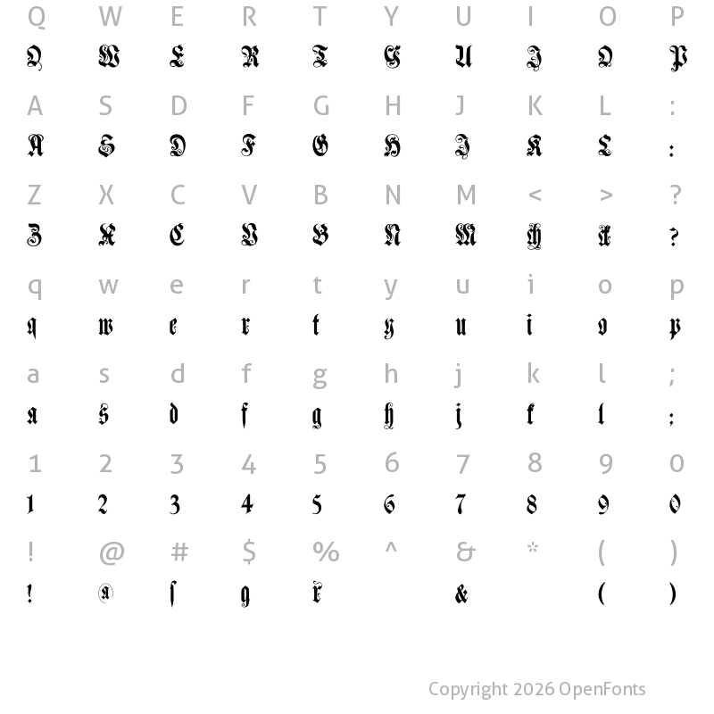 Character Map of MuenchnerFraktur Regular