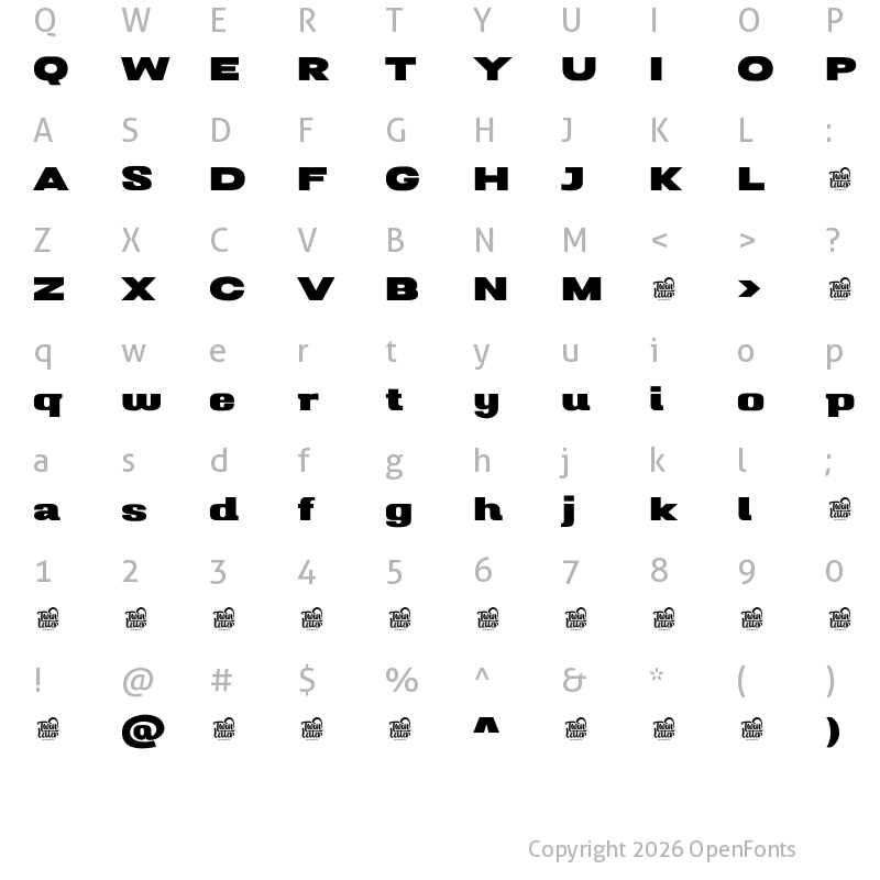 Character Map of Mugio Personal Use Black