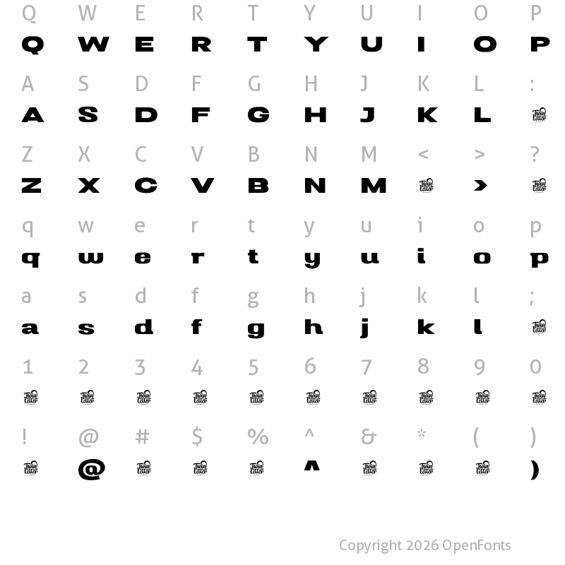Character Map of Mugio Personal Use Extra Bold