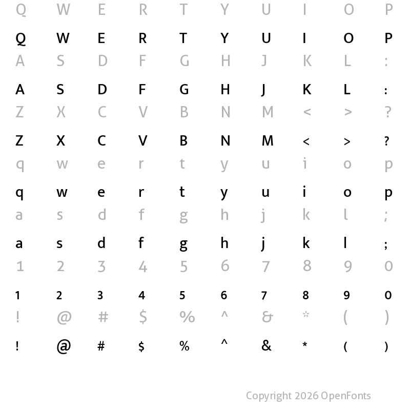 Character Map of Mukta Malar Medium