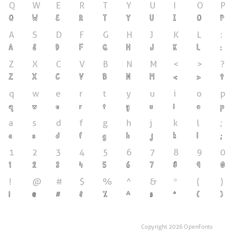 Character Map of Mulbena Stroke Full