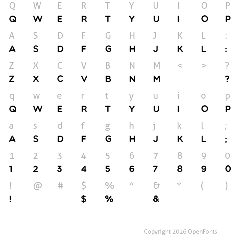 Character Map of Multicolore Regular