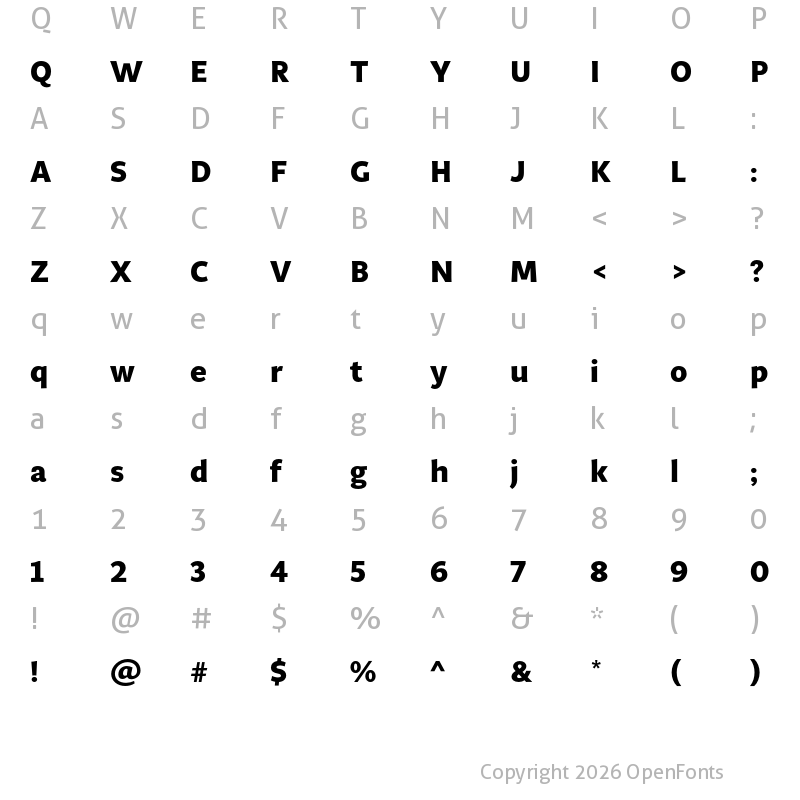 Character Map of MultiDisplay Bold