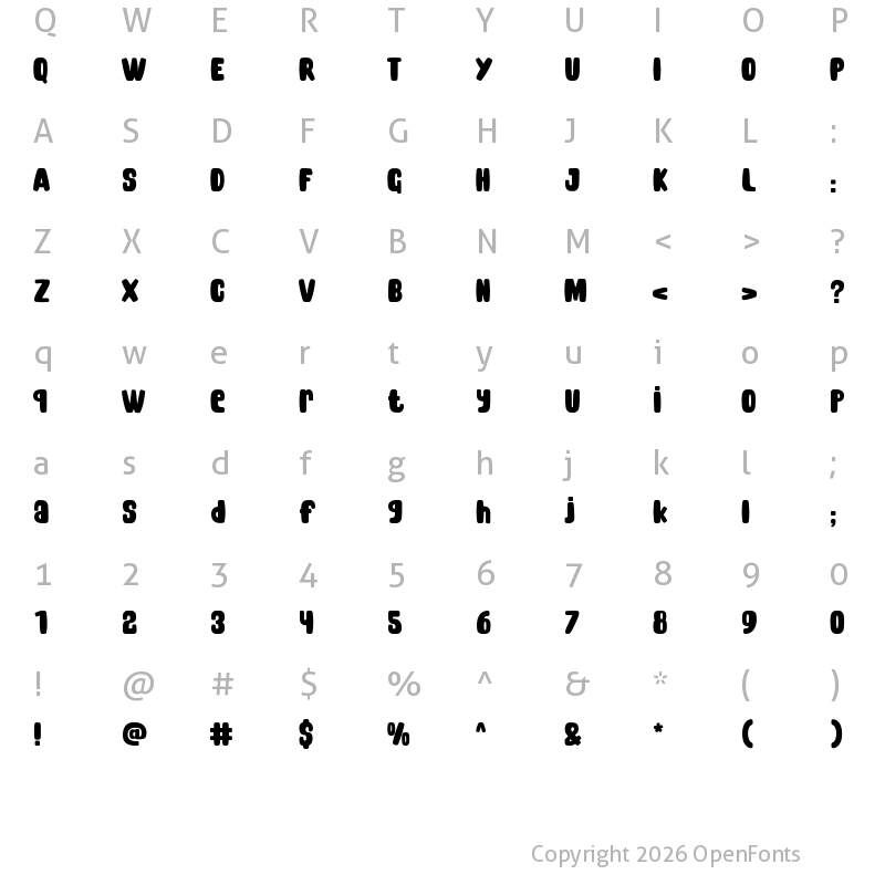 Character Map of Munchkin Cream Regular