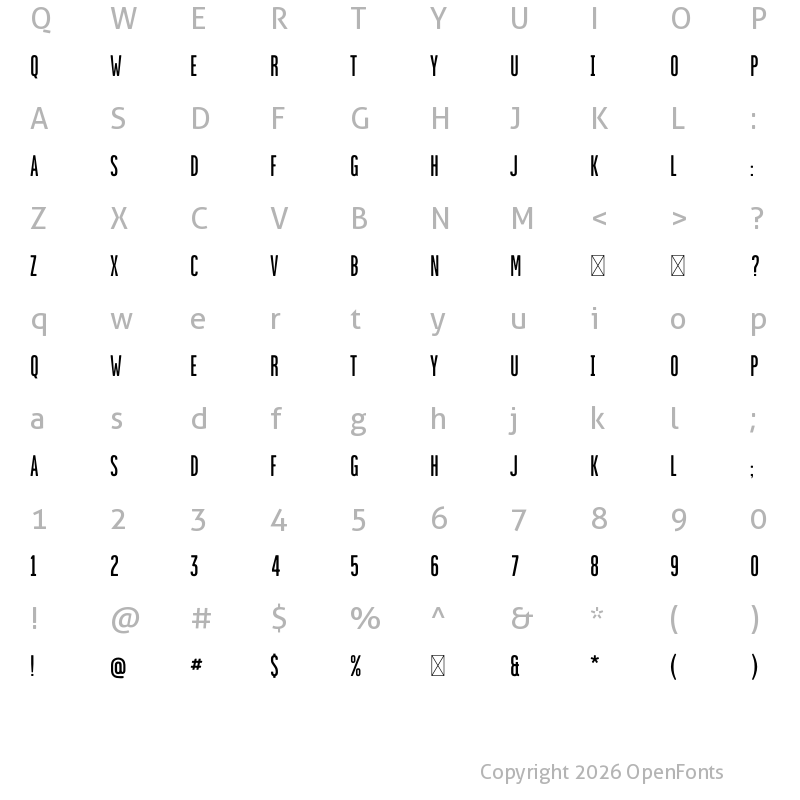 Character Map of Mundane Nouveau Regular