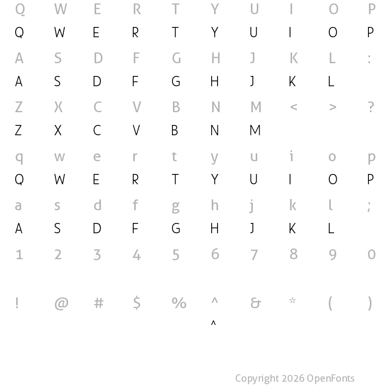 Character Map of Museful Thin