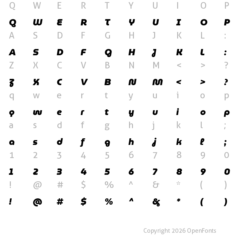 Character Map of MuseoModerno Black Italic