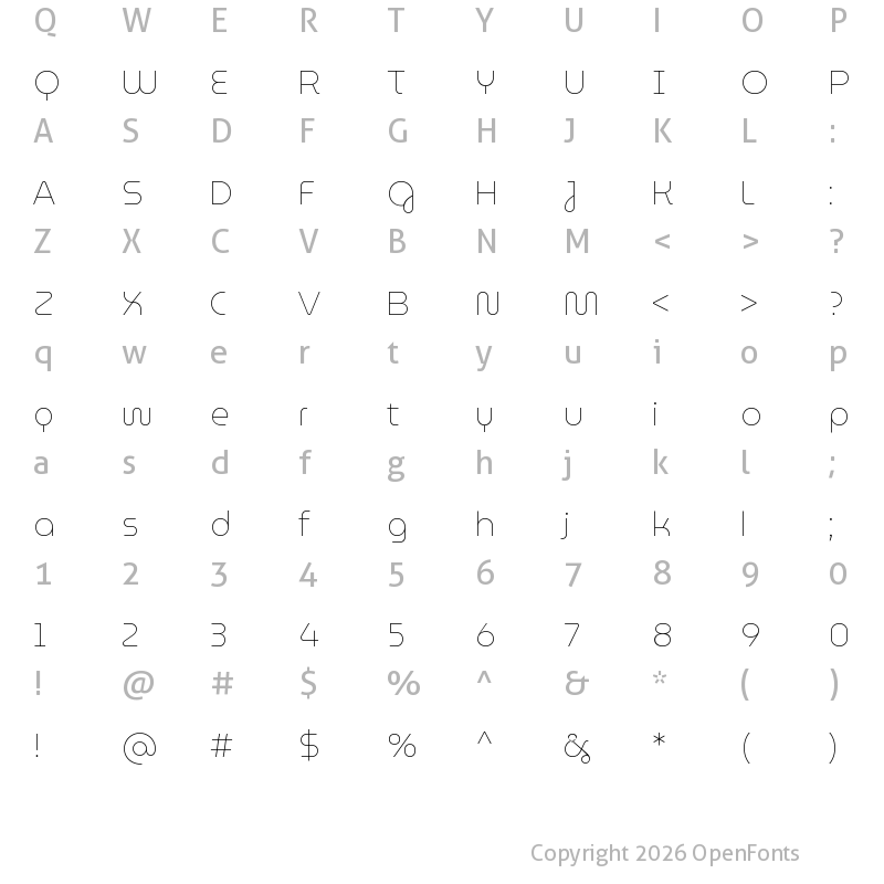 Character Map of MuseoModerno Thin