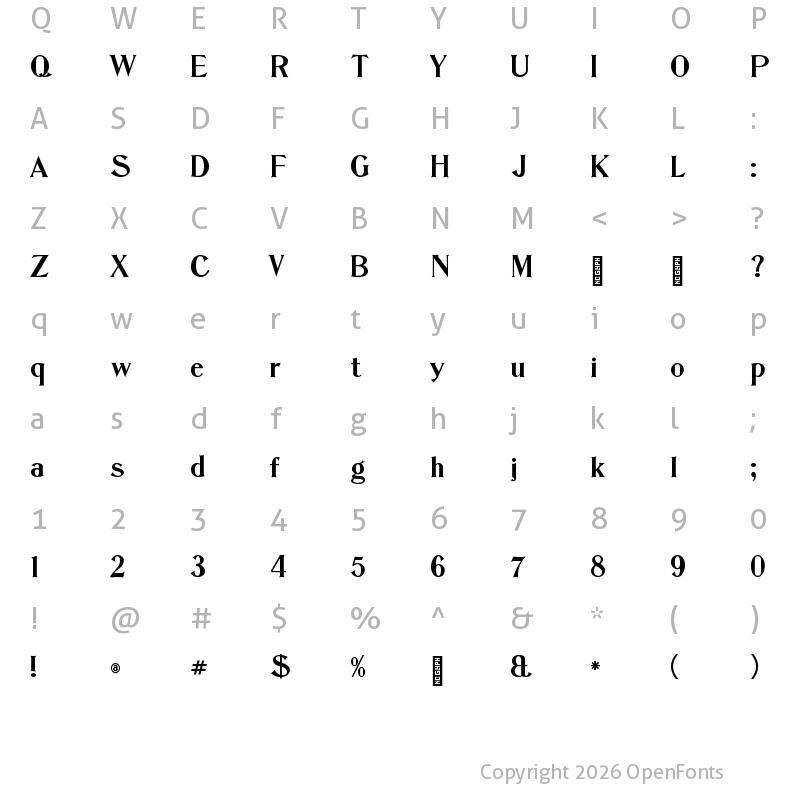 Character Map of Muskegon CF SemiBold SemiBold