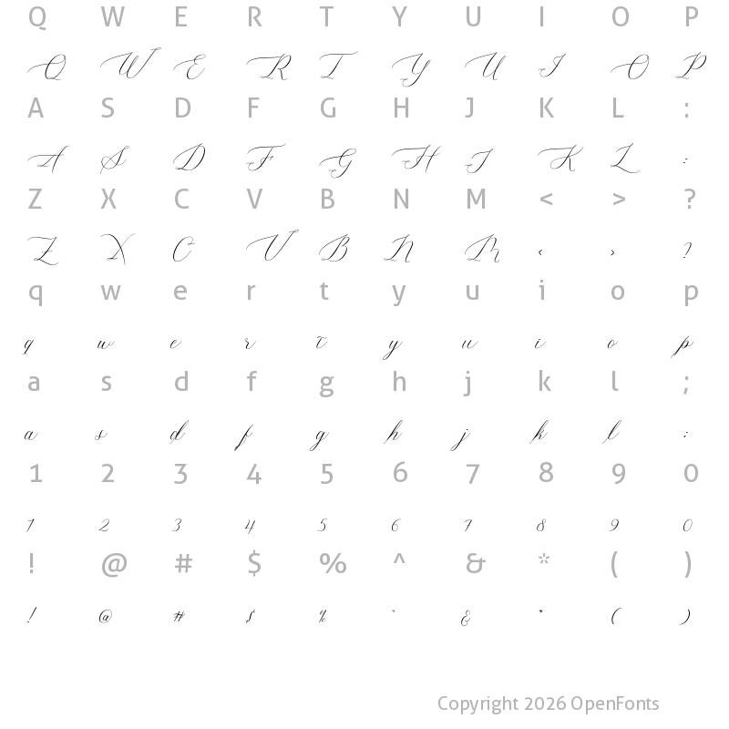 Character Map of Mustang Script Regular