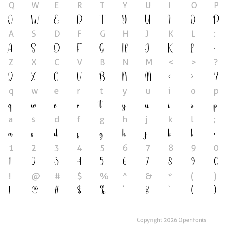 Character Map of Mustard Regular