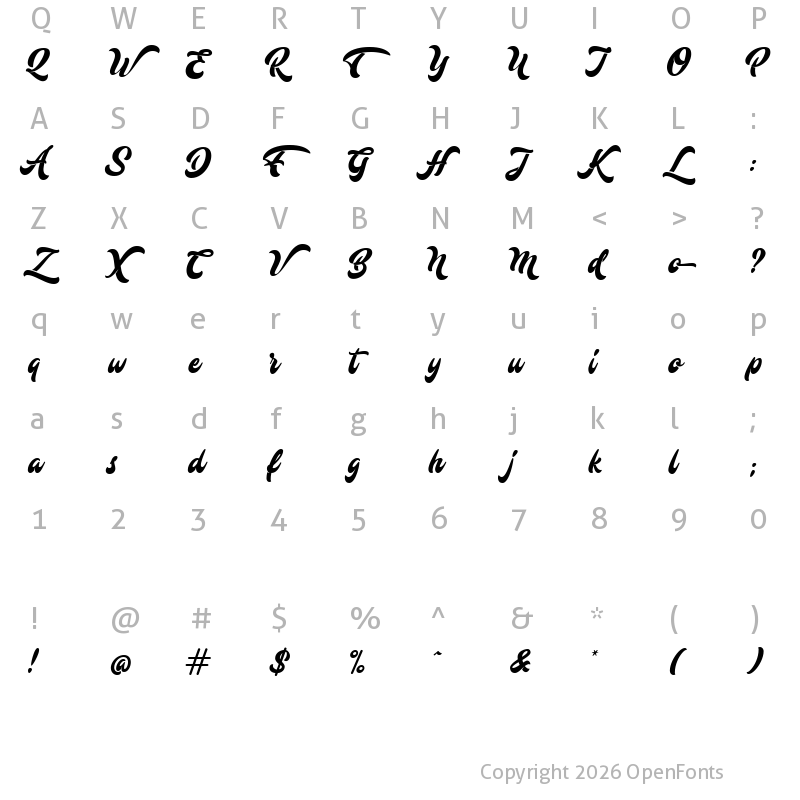 Character Map of Mustardo Regular