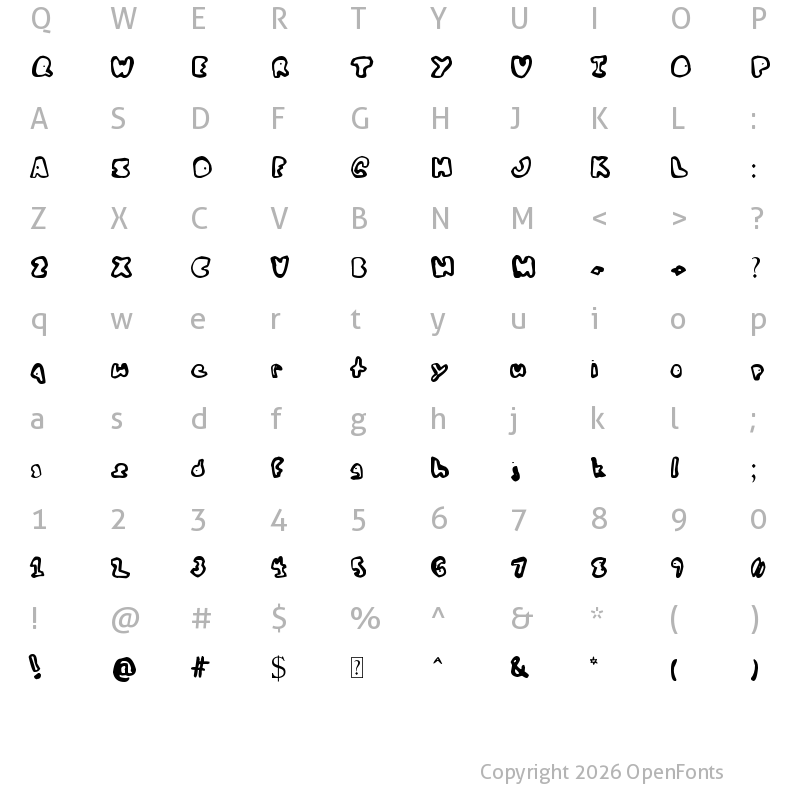 Character Map of My Bald Friend Fred Regular