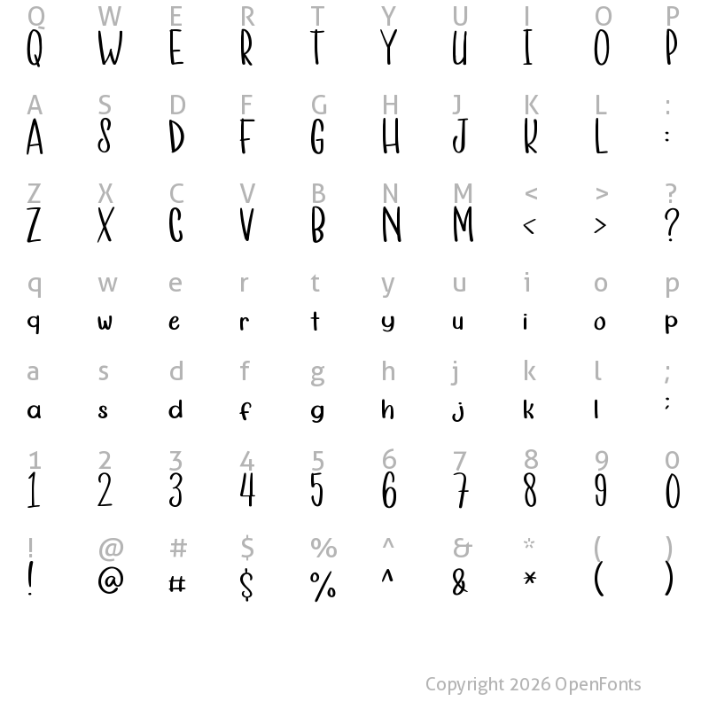 Character Map of My Homework Regular