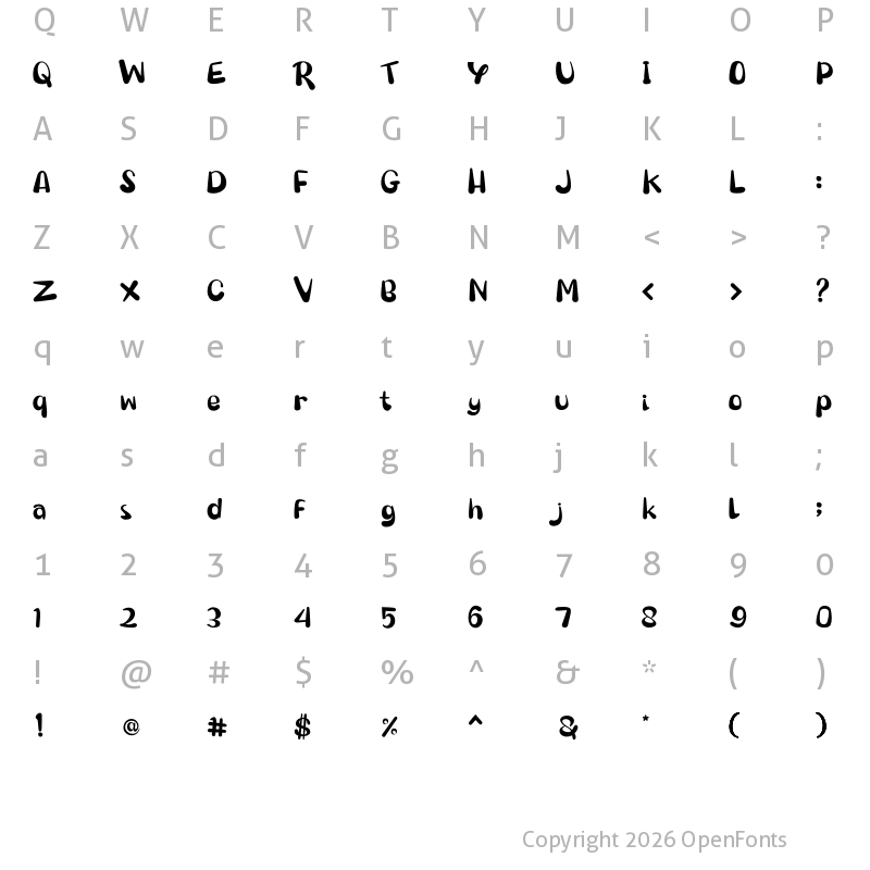 Character Map of My Honey Loly Regular