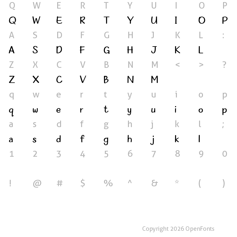 Character Map of My Olivin (Nabana) Regular