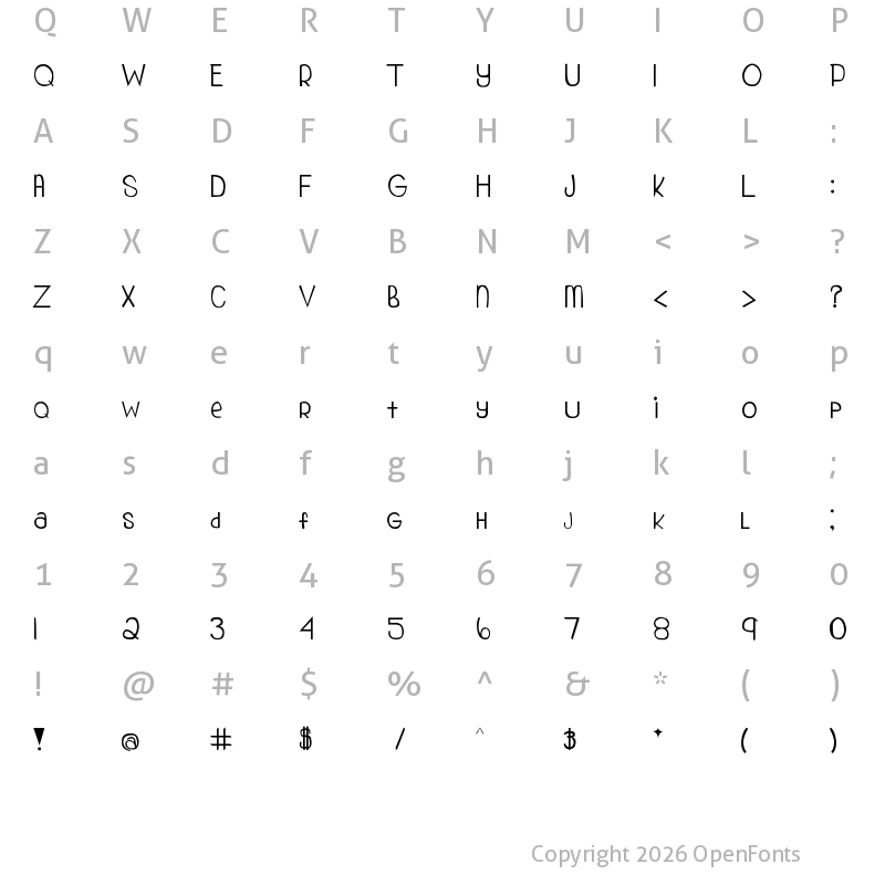 Character Map of My Organization Regular