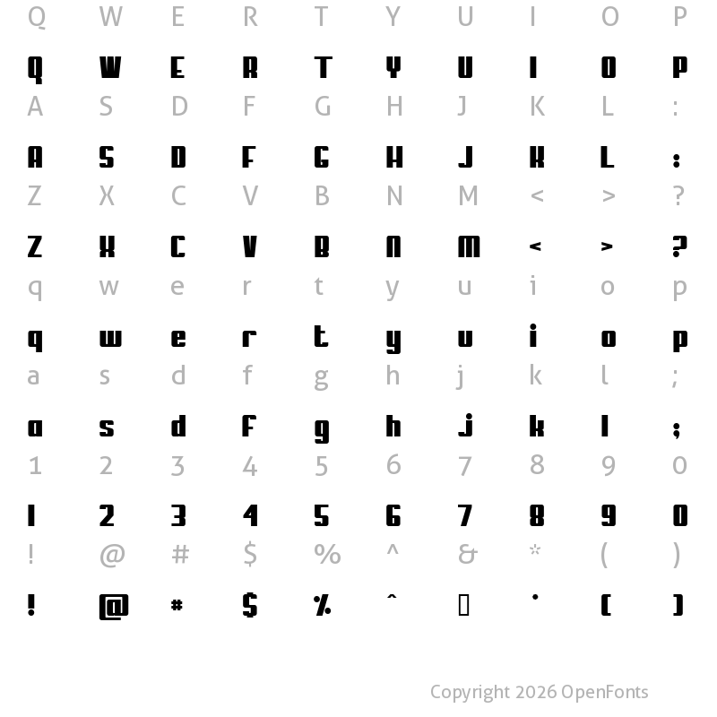 Character Map of My Puma Regular