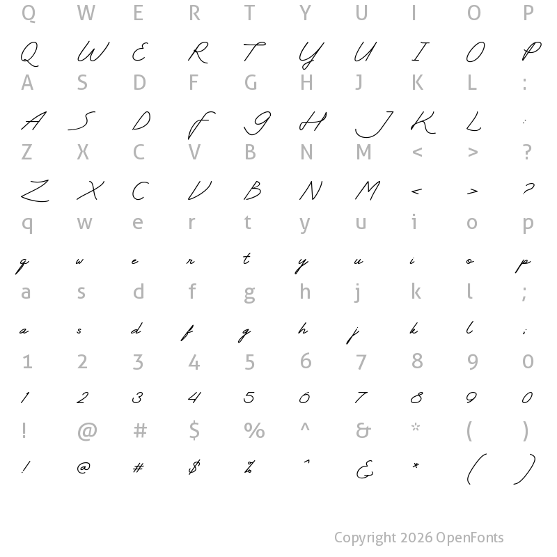 Character Map of My Ugly Handwritting Regular
