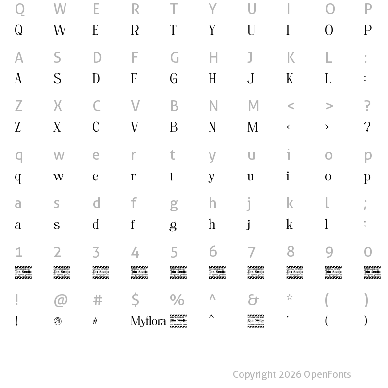 Character Map of Myflora Personal Use Regular