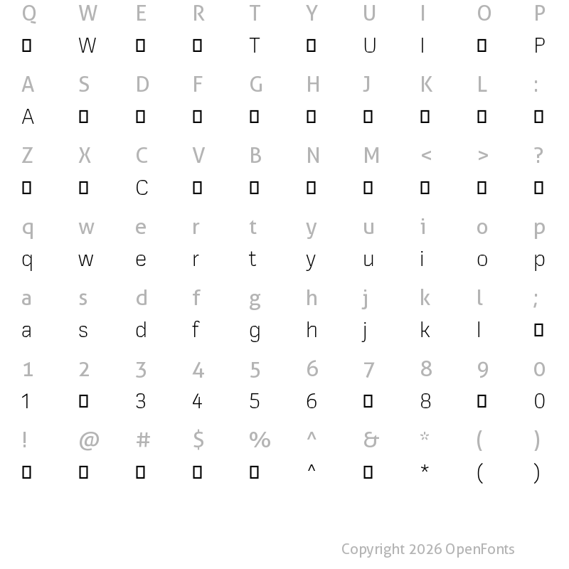 Character Map of Mynor-Light ?