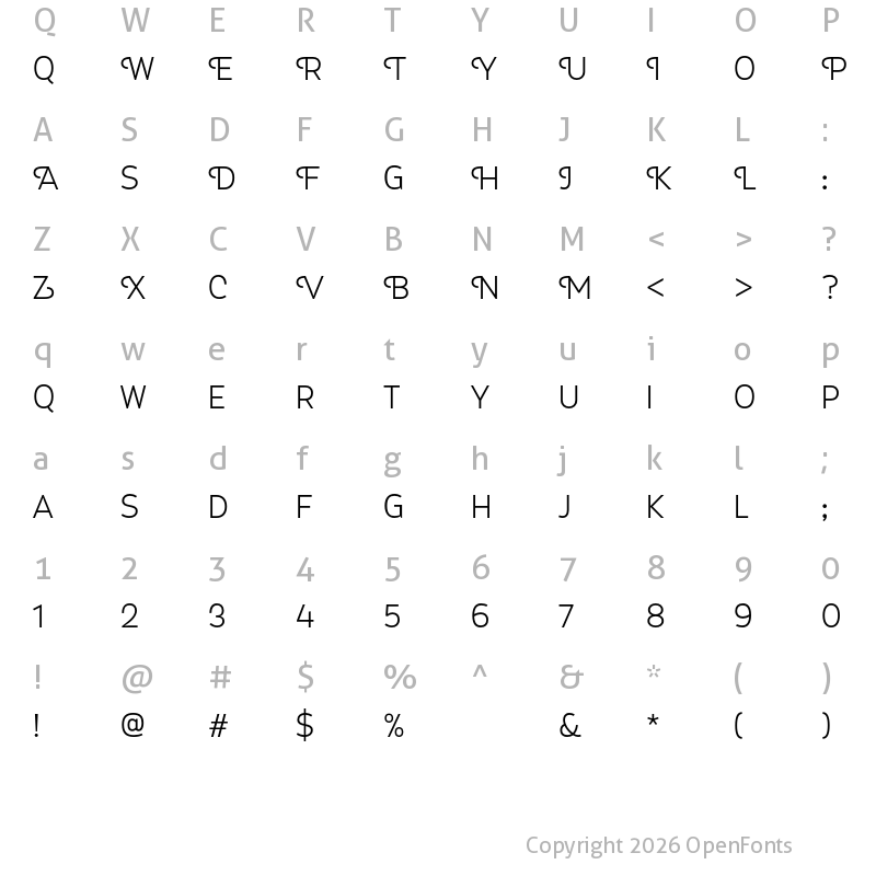 Character Map of Myra 4F Caps Light