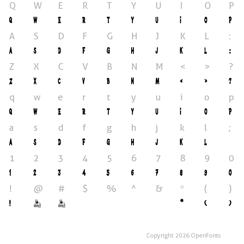 Character Map of Mystery Lake Regular