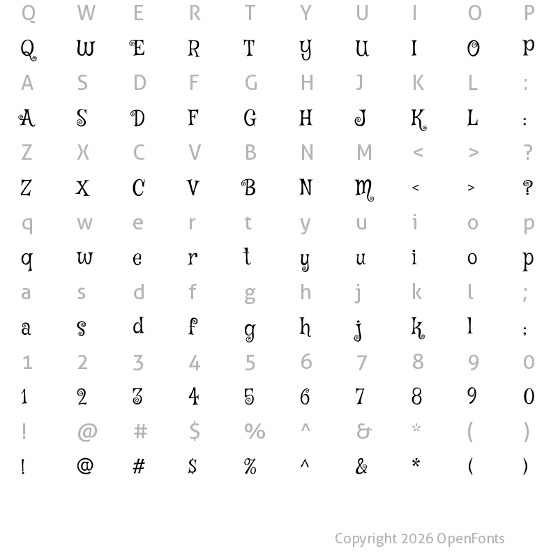 Character Map of Mystery Quest Regular
