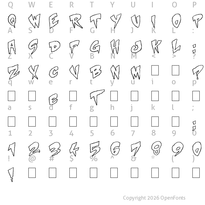 Character Map of Mystery White Regular